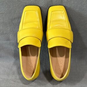 COS Womens Yellow Square Toe Loafers